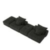 Modern Oversized Modular Sectional Sofa With 2 Ottoman And 2 Seat, Sparkling Chenille Fabric Soft Cushion Sofa With 4 Pillows, 4 Pieces Diy Combination Tufted Sofa, No Assembly Required - Black - Image 22