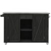 Outdoor Kitchen Island Fir Wood Kitchen Island With Stainless Steel Top, Ample Storage Space, Towel And Spice Racks And A Bottle Opener For Outdoor - Black - Image 11