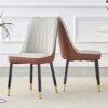 Modern Light And Dining And Living Room Chairs WithCushion And Metal Legs (Set of 2) - Brown / Light Gray - Image 5