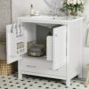 Bathroom Vanity With Single Sink, Combo Cabinet Undermount Sink, Bathroom Storage Cabinet With Two Doors And A Drawer, Soft Closing, Multifunctional Storage, Solid Wood Frame - White - Image 5