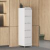 Heavy Duty 5 Drawer Metal Vertical File Cabinet With Lock And Wheels For Home Office - Brushed Nickel - Image 4