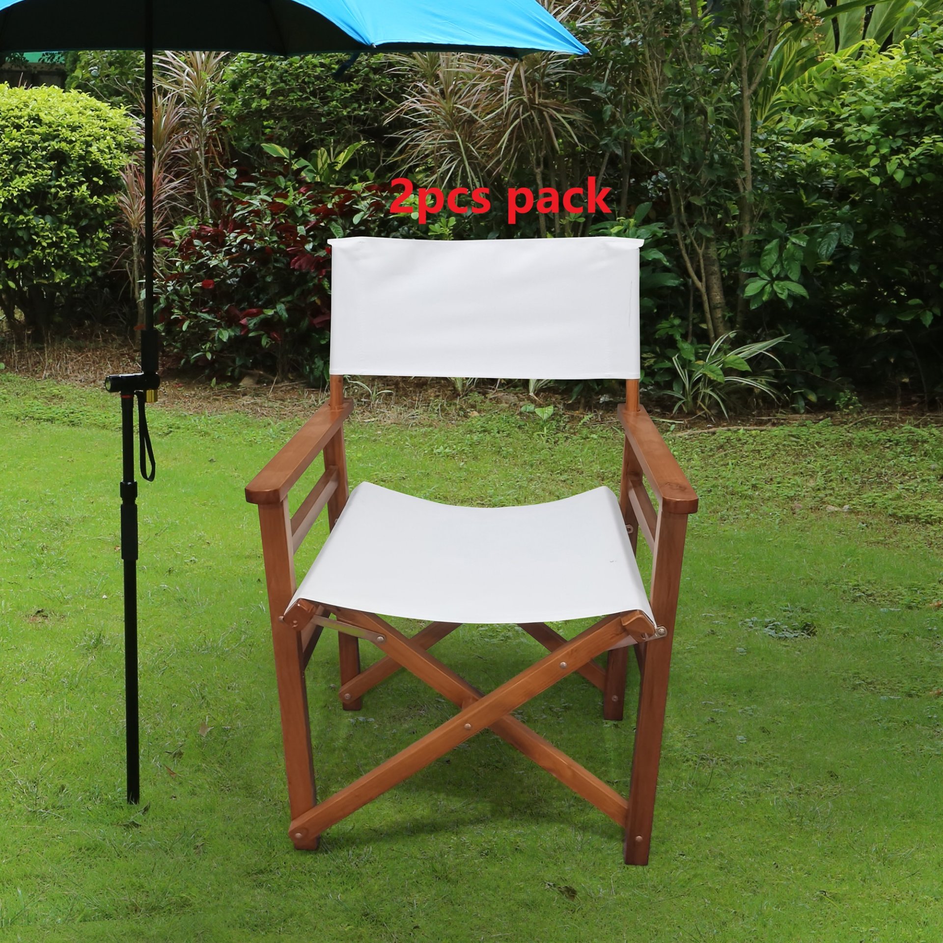 Folding Director Chair Canvas (Set of 2) - White - Image 4