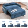 Pull Out Sleep Sofa Bed Loveseats Sofa Couch With Adjsutable Backrest, Storage Pockets, 2 Soft Pillows, USB Ports For Living Room, Bedroom, Apartment, Office - Blue - Image 5
