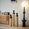 Floor Metal Vases (Set of 3) Gorgeous Home Decoration Large Glazed Metal Vases - Black / Gold - Image 2