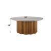 Evelyn - Faux Concrete Top Round Shaped Coffee Table - Walnut - Image 4