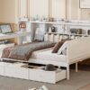 Full Size Daybed With 3 Drawers USB Ports And Desk - White - Image 18