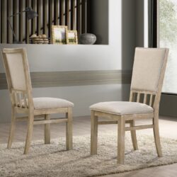 Brutus - Wide Contemporary Fabric Dining Chair (Set of 2) - Reclaimed Wheat