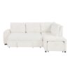 Sectional Sofa Pull Out Sofa Bed L - Shaped Sofa With Movable Ottoman And Stool, Large Storage Space, A Cup Holder, And 2 USB Ports For Living Room - Creamy White - Image 12