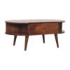 Oval Coffee Table With 1 Drawer - Chestnut - Image 2