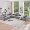 Oversized Modular U Shaped Sectional Sofa, Luxury Boucle Floor Couch Set, Convertible Sleeper Couch, Spacious Foam-Filled Sofa Bed, 4 Piece Free Combination - Gray - Image 12