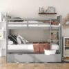 Full Over Full Bunk Bed With Drawers And Ladder For Bedroom - Gray - Image 8