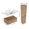 Modern Imitative Wall Mounted Bathroom Vanity With Resin Sink & 2 Side Cabinet, Soft Close Drawer - Imitative Oak - Image 3