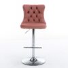 Swivel Velvet Barstools Adjusatble Seat Height From 25-33", Modern Upholstered Chrome Base Bar Stools With Backs Comfortable Tufted For Home Pub And Kitchen Island 1712Pk (Set of 2) - Pink - Image 5