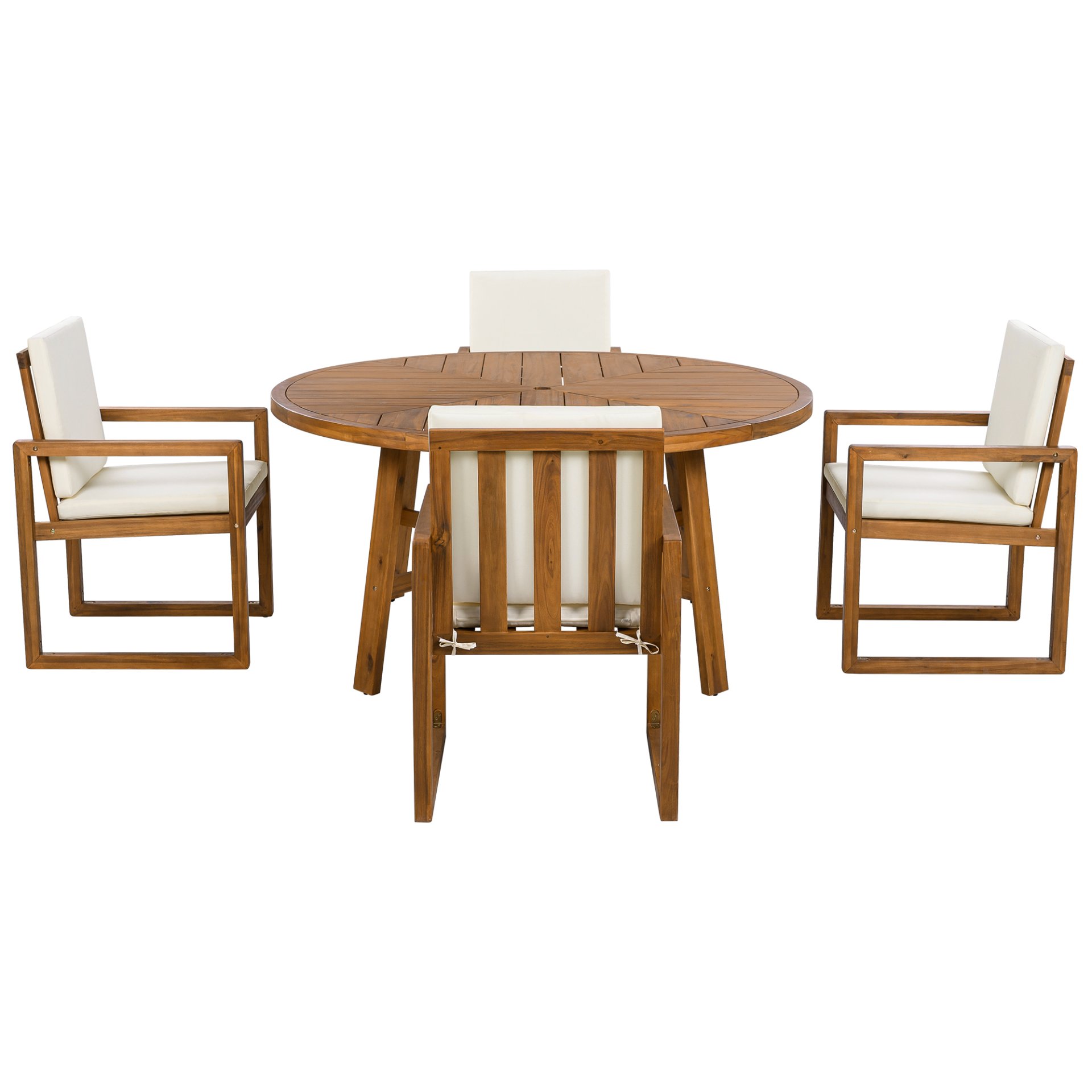 5 Piece Outdoor Patio Dining Set With 4 Armchairs And Table - Beige - Image 14