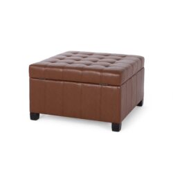 Storage Ottoman For Living Room, Bedroom - Light Brown
