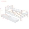 Twin Size Platform Bed With Guardrails On Both Sides And 2 Storage Drawers - White - Image 10