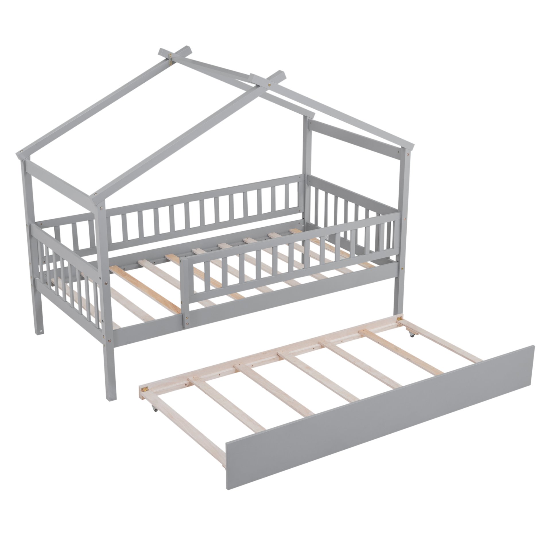 Twin Size House Bed & Twin Size Trundle - Gray - Image 7