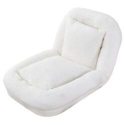 Modern Folding Sofa Chair With Adjustable Positions Plush For Gaming And Relaxation - Beige
