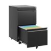 Sleek Modern 2 Drawer Metal Mobile File Cabinet With Lock, Compact Size - Black - Image 5