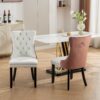 Nikki - Modern, High-End Tufted Solid Wood Contemporary And Velvet Upholstered Dining Chair With Wood Legs Nailhead Trim (Set of 2) - White / Pink - Image 14