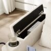 Convertible Chaise Lounge Sofa Chair Sofa Bed With USB Ports, Cup Holders, Phone Holder, And Storage - Beige - Image 4