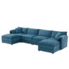 Modular Sectional With Deep And Wide Seat, U Shaped Cloud Couch Set With Double Cushions 6 Seat Sofa With Movable Ottomans Oversized - Blue - Image 2