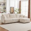 Multi Module Combination Style Sofa For Living Room And Other Lounge Spaces, Modern Minimalist Corduroy Combination Sofa With 2 Comfort Cushions With USB & C Charging Ports - Beige - Image 2