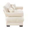 Modern Velvet 2 Seater Sofa & Bolstered Armrests And Pillows - Cream - Image 9