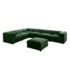 Large Modular Sectional Sofa With Storage Cylindrical Backrest And Armrests 6 Seats Chenille - Green - Image 5