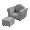 Kids Velvet Upholstered Chair With Ottoman For Comfortable Seating - Gray - Image 3