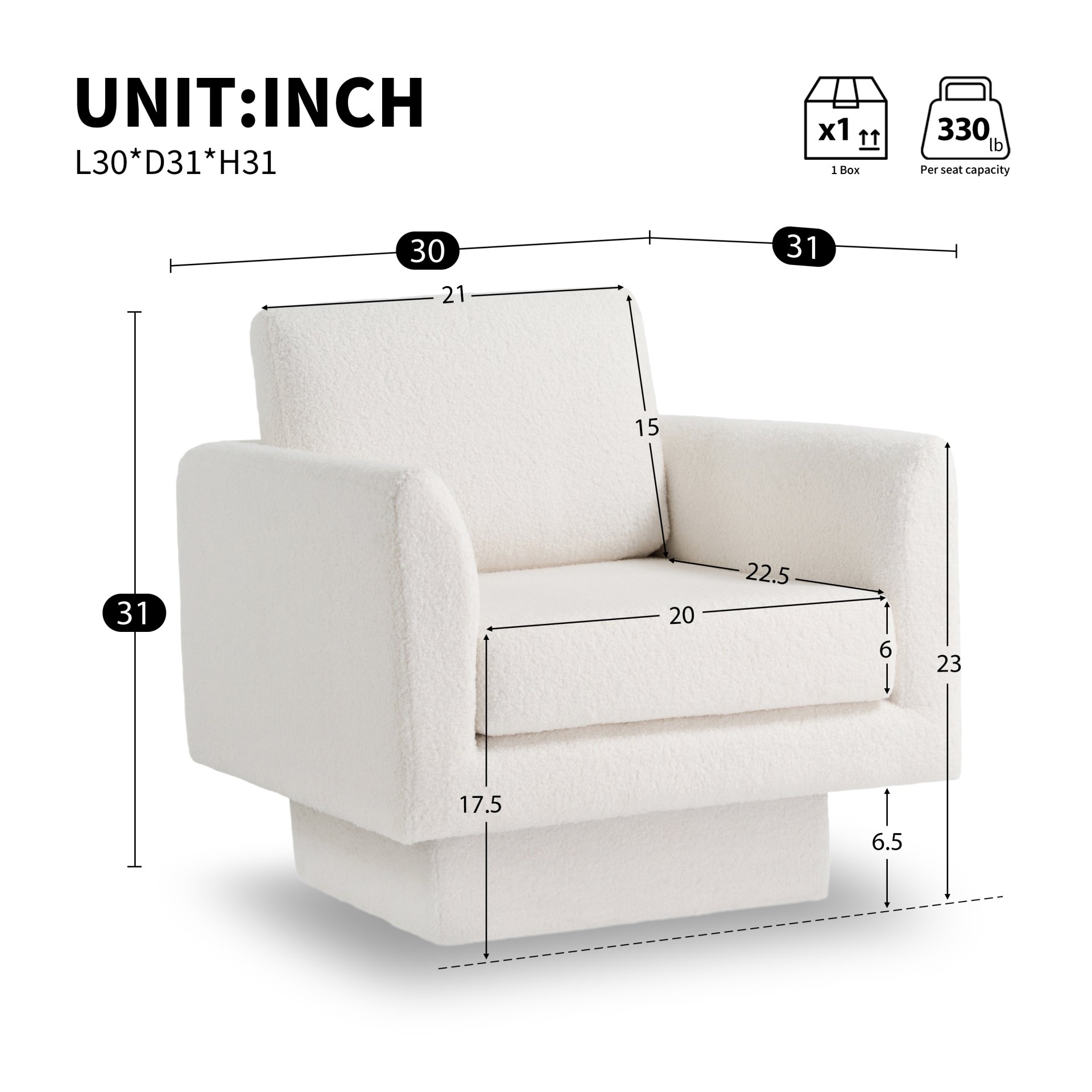 360° Modern Swivel Accent Chair Round Armchair, Thick Padded Single Lounge Sofa Upholstered Comfy - Cream - Image 2