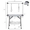 Folding Dog Pet Grooming Table Stainless Steel Frame, Rubber Mat On Board With Adjustable Arm And Clamps Pet Dog Cat Grooming Table - Silver Gray - Image 7
