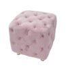 Modern Velvet Upholstered Ottoman, Exquisite Small End Table, Soft Foot Stool, Dressing Makeup Chair, Comfortable Seat For Living Room, Bedroom, Entrance - Pink - Image 18