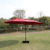 15 X 9 Ft Large Double Sided Rectangular Outdoor Twin Patio Market Umbrella With Light And Base - Red - Image 12