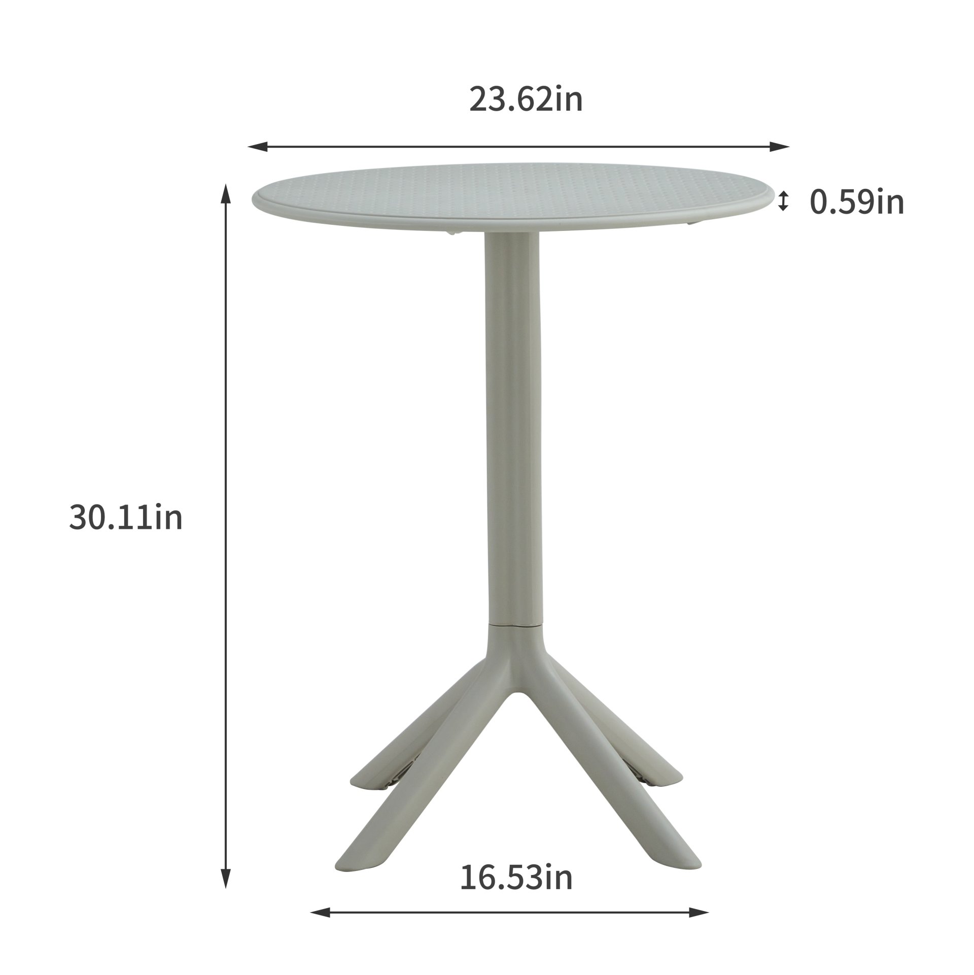 3 Piece Plastic Arm Chair Bistro Grs Premium Ocean Plastic - Light Gray - Image 3