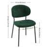 Boucle Dining Chairs, Modern Dining Room Chairs With Black Metal Legs, Armless Kitchen Chair For Dining Room, Living Room (Set of 4) - Dark Green - Image 10