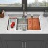 33" Drop In Kitchen Sink With Workstation, 16 Gauge Stainless Steel - Brushed Nickel - Image 4
