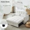 Loveseat Sofa Pull Out Sofa Bed Tufted Sleeper Sofa With An Adjustable Backrest, 3 USB Ports And 2 Lumbar Pillows For Living Room - Beige - Image 7