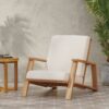 Patio Lounge Chair, Outdoor Club Chair With Cushion And Frame - Beige - Image 2