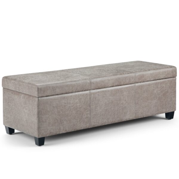 Avalon - Storage Ottoman Bench - Distressed Gray Taupe