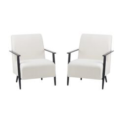 Modern Lounge Chair Set With Polyester Upholstery And Metal Frame - Beige