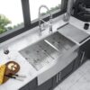 Double Bowl Farmhouse Sink Stainless Steel Undermount Apron Front With 2 9" Deep Basins - Gray - Image 4