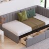 Twin Size Upholstered Daybed With 2 Storage Drawers, Sofa Bed Frame No Box Spring Needed - Gray - Image 15