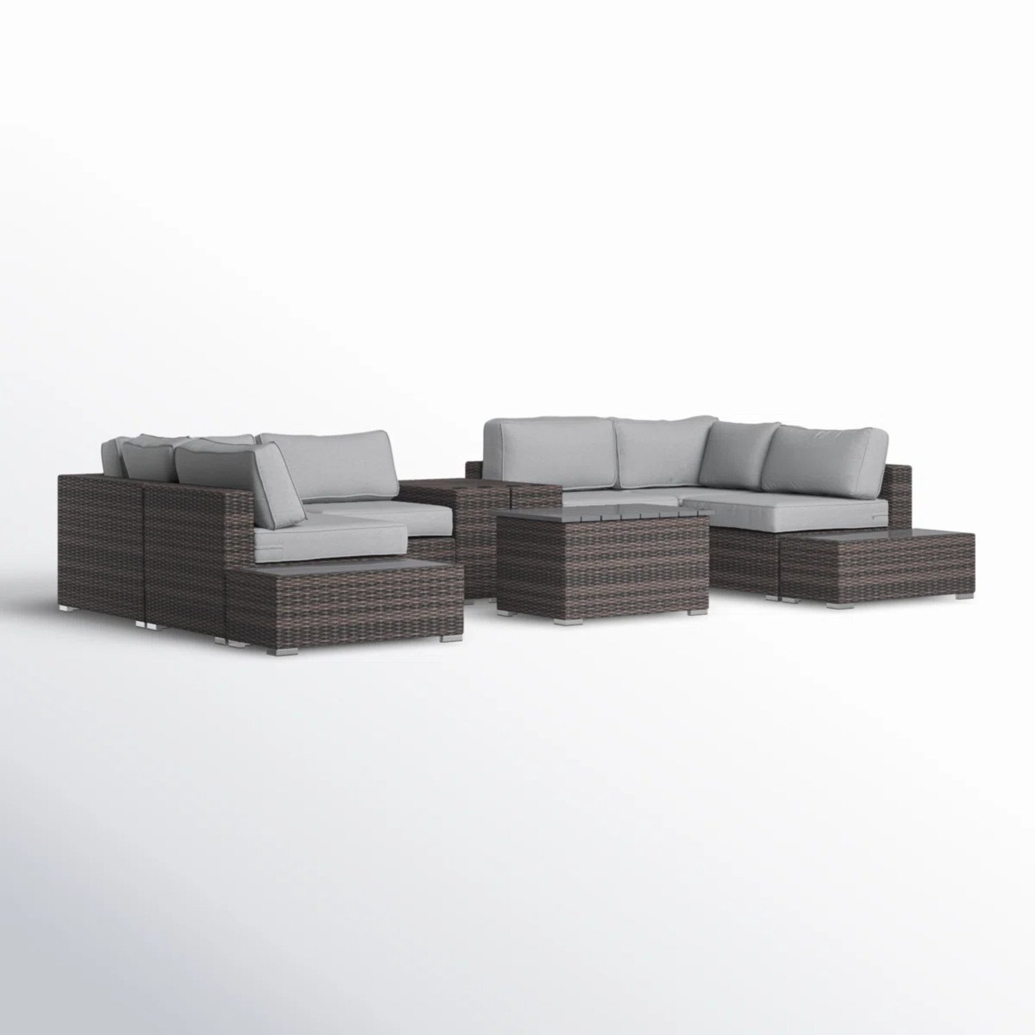 Rattan Wicker Patio Seating Set For 4 With Thick Cushions - Brown - Image 5