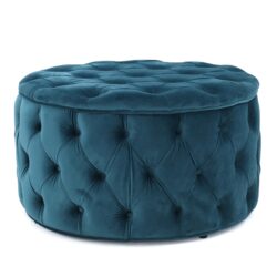 Elegant Velvet Ottoman Footstool - Teal