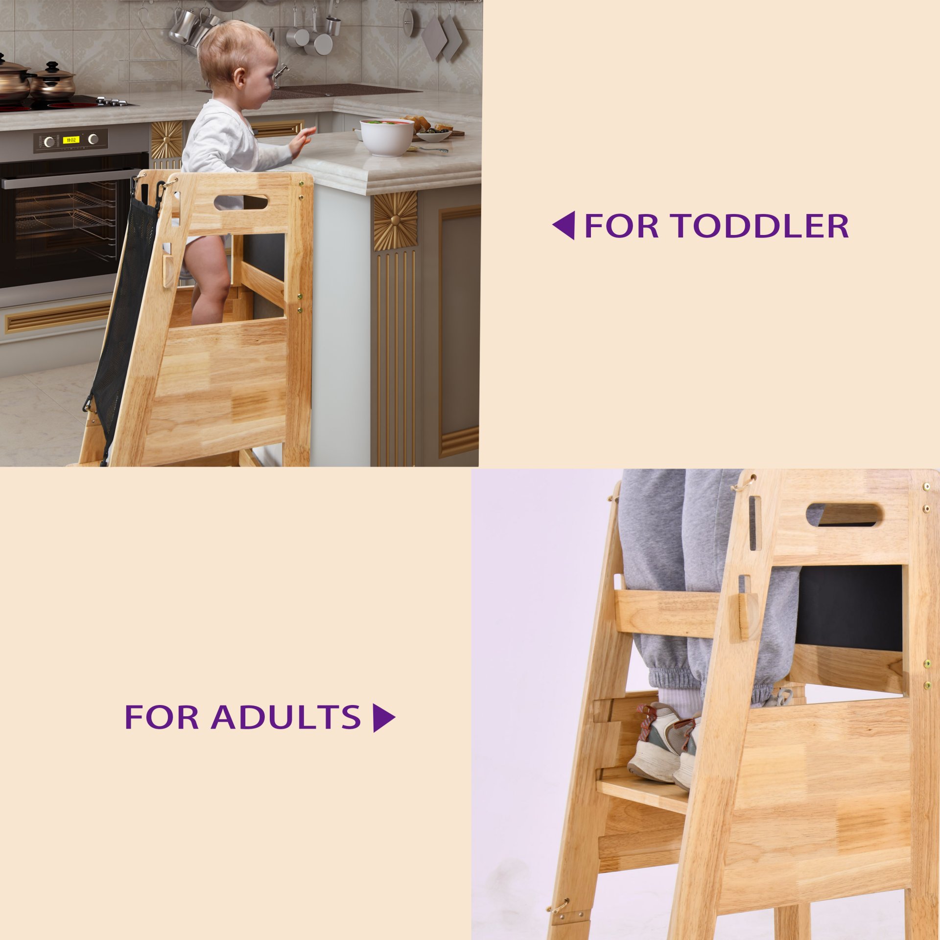 Solid Wood Learning Tower - Wood - Image 6