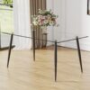 Modern Rectangular Glass Dining Table For 4 - 6 People With Tempered Glass Top And Metal Legs, Writing Desk For Kitchen, Dining Room And Living Room - Transparent - Image 6