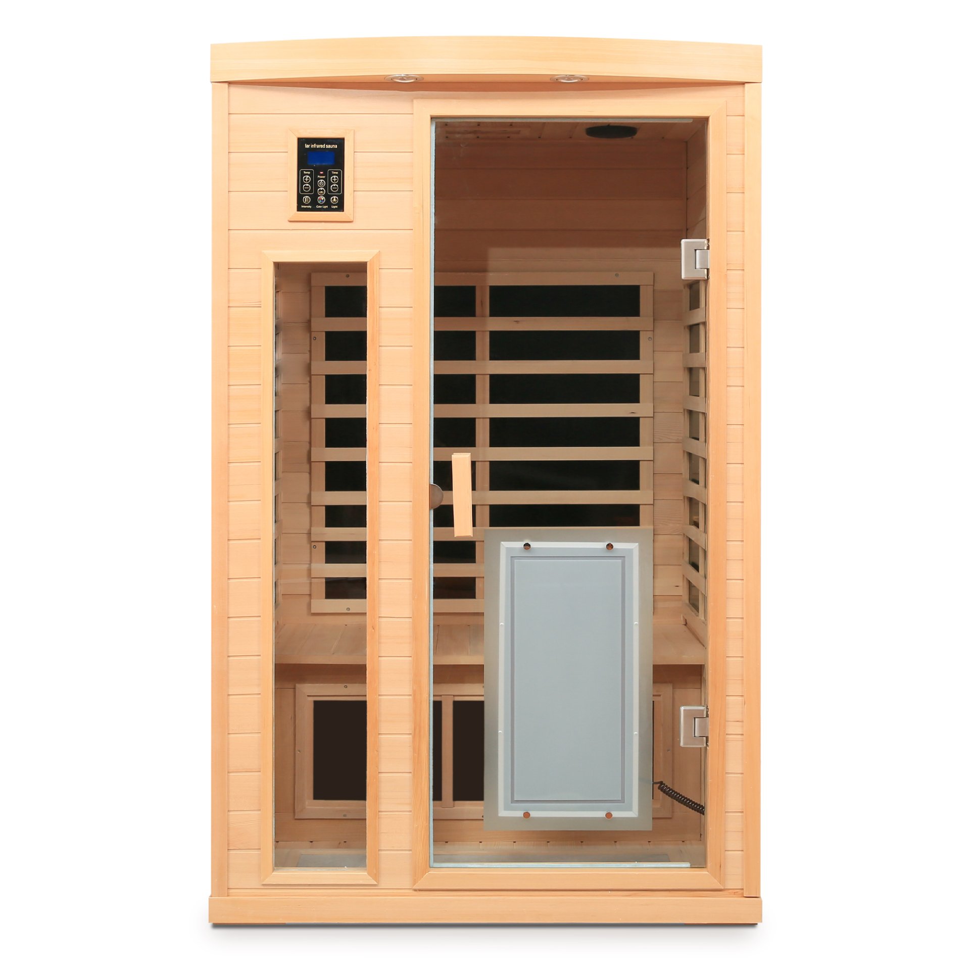 Low Emf Front Door With Heating Panel 2 Person Hemlock Far Infrared Indoor Suana Room - Natural - Image 9