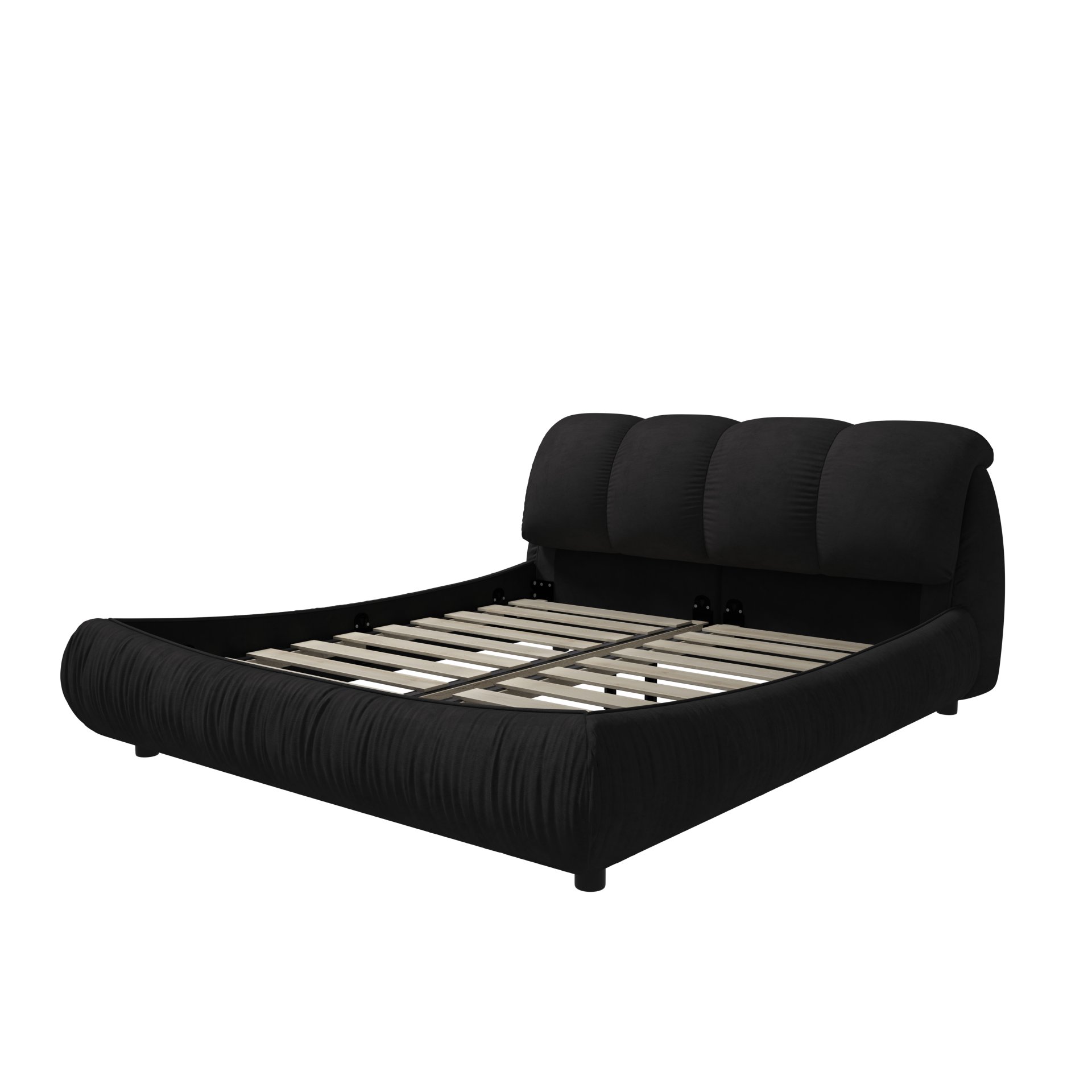 Queen Size Luxury Upholstered Platform Bed With Oversized Padded Backrest And Solid Wood Frame, Suitable For Multiple Heights Of Mattresses - Black - Image 12