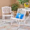 Unravel - Outdoor Arm Chair With Scroll Design And Floral Accents (Set of 2) - White - Image 8